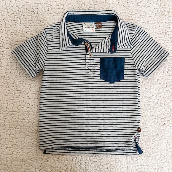 Fore!! Axel and Hudson EUC Gray/Navy Stripe Polo * - Picture 1 of 3
